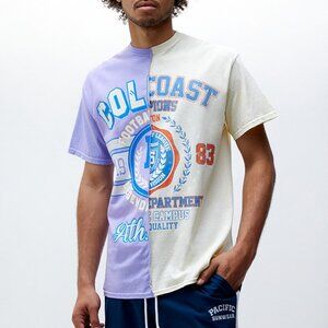 PACSUN Collegiate Split Graphic T-Shirt Men’s Large Purple Cream New